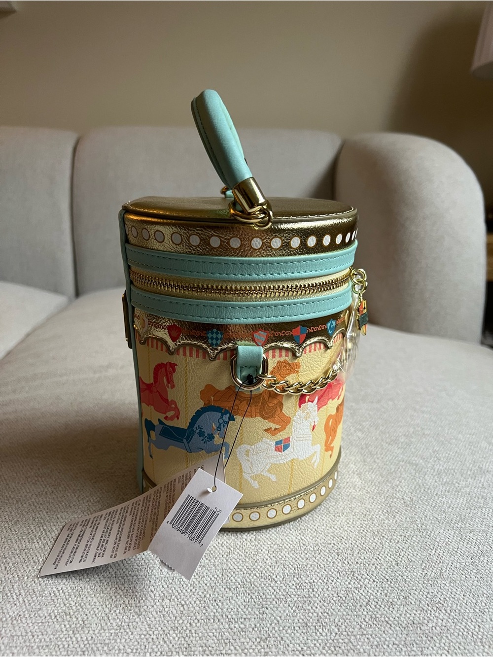 NWT Disney Loungefly Carousel-Print Mini Top-Handle/Cross body Bag - Picture 2 of 8